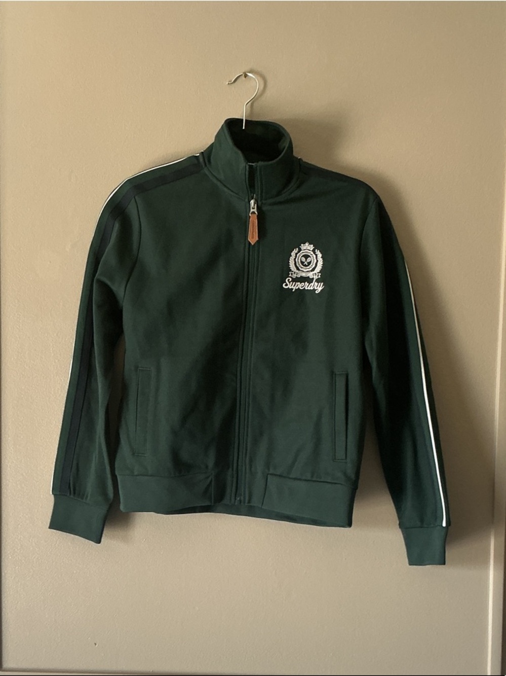 Superdry Forest Green Zip-Up Track Jacket with White Crest